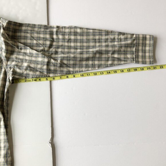 WRANGLER Riata Tan Blue Plaid Button Up Casual Western Shirt Mens Large - Picture 4 of 6